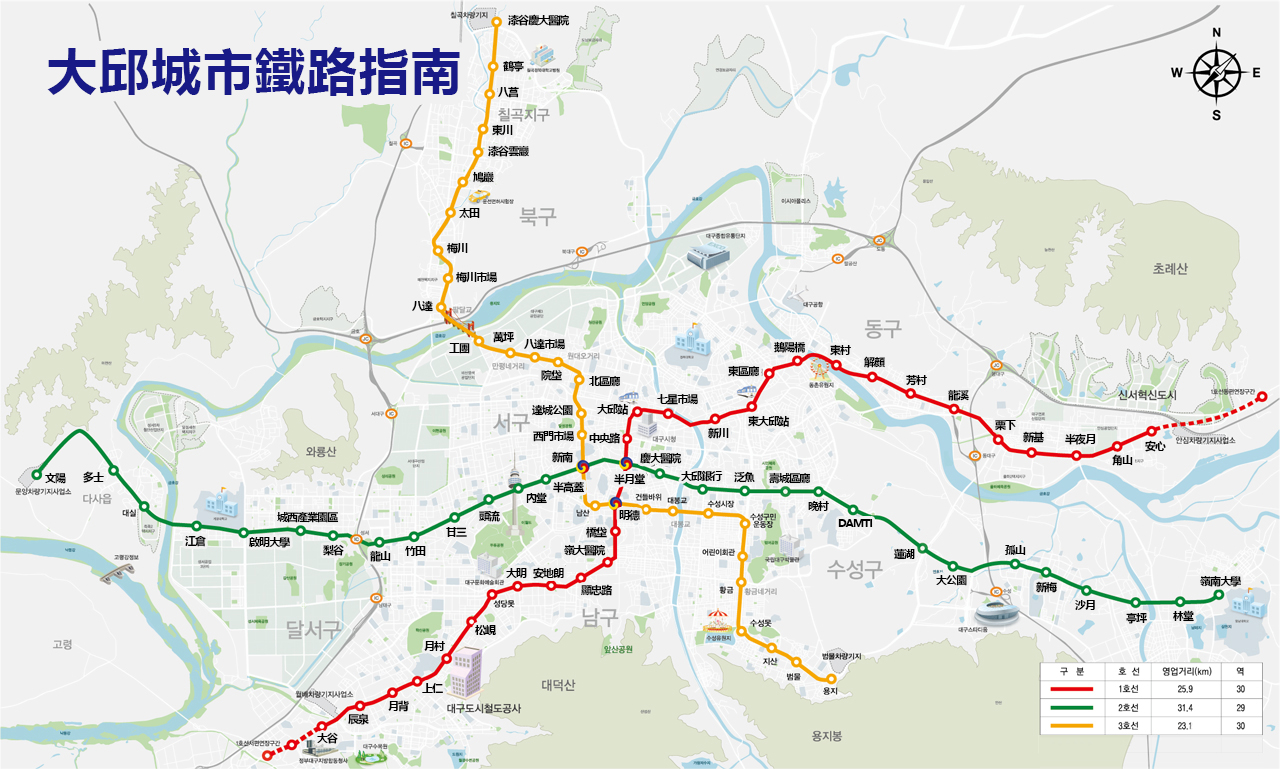 Daegu City Railway Route Map